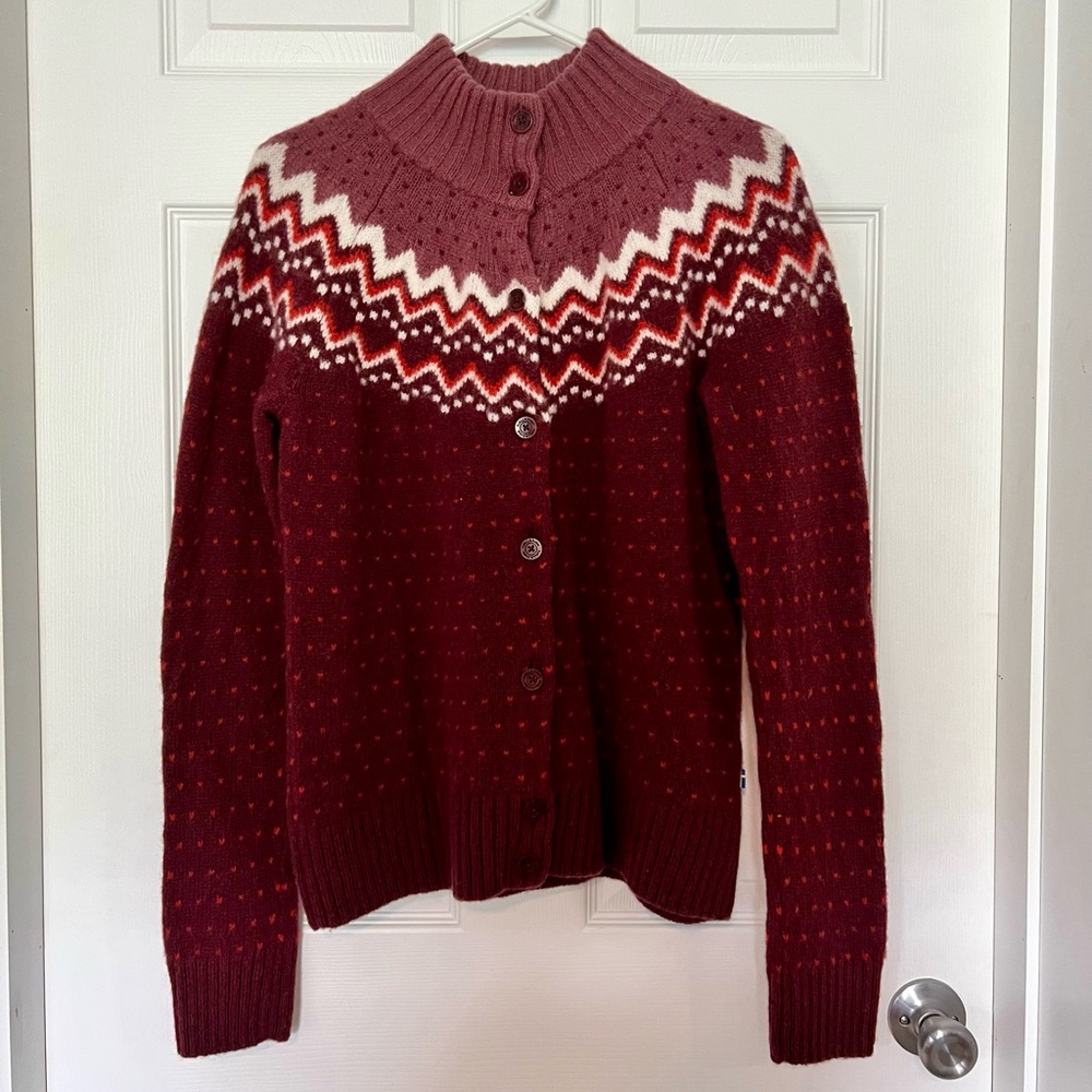 Fjallraven Ovik Women’s Nordic Knit Wool Cardigan, Size M